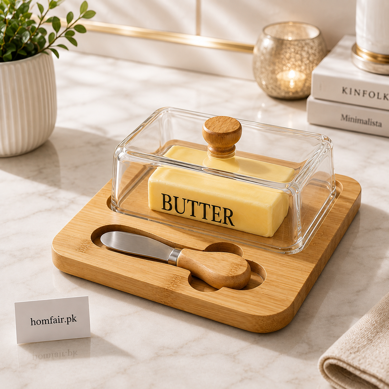 Premium Butter Keeper & Knife Holder With Acrylic Cover