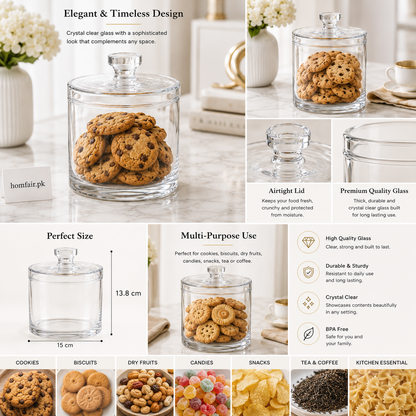Danny Home Premium Glass Storage Jar – 13.8 cm