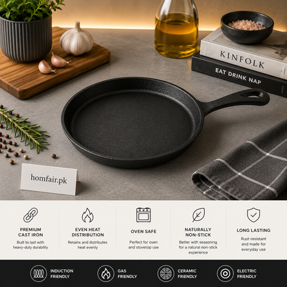 Danny Home Cast Iron Round Skillet Pan – 16 × 1.6 cm