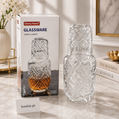 Premium Glass Water Carafe 600ml – Stylish Elegant Beverage Serving Carafe