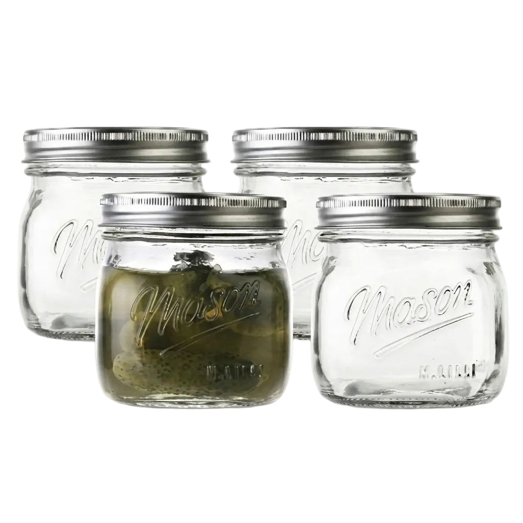 Danny Home Classic 480ml Glass Mason Jar Set – 6-Piece Elegant Airtight Storage Collection for Modern Kitchens