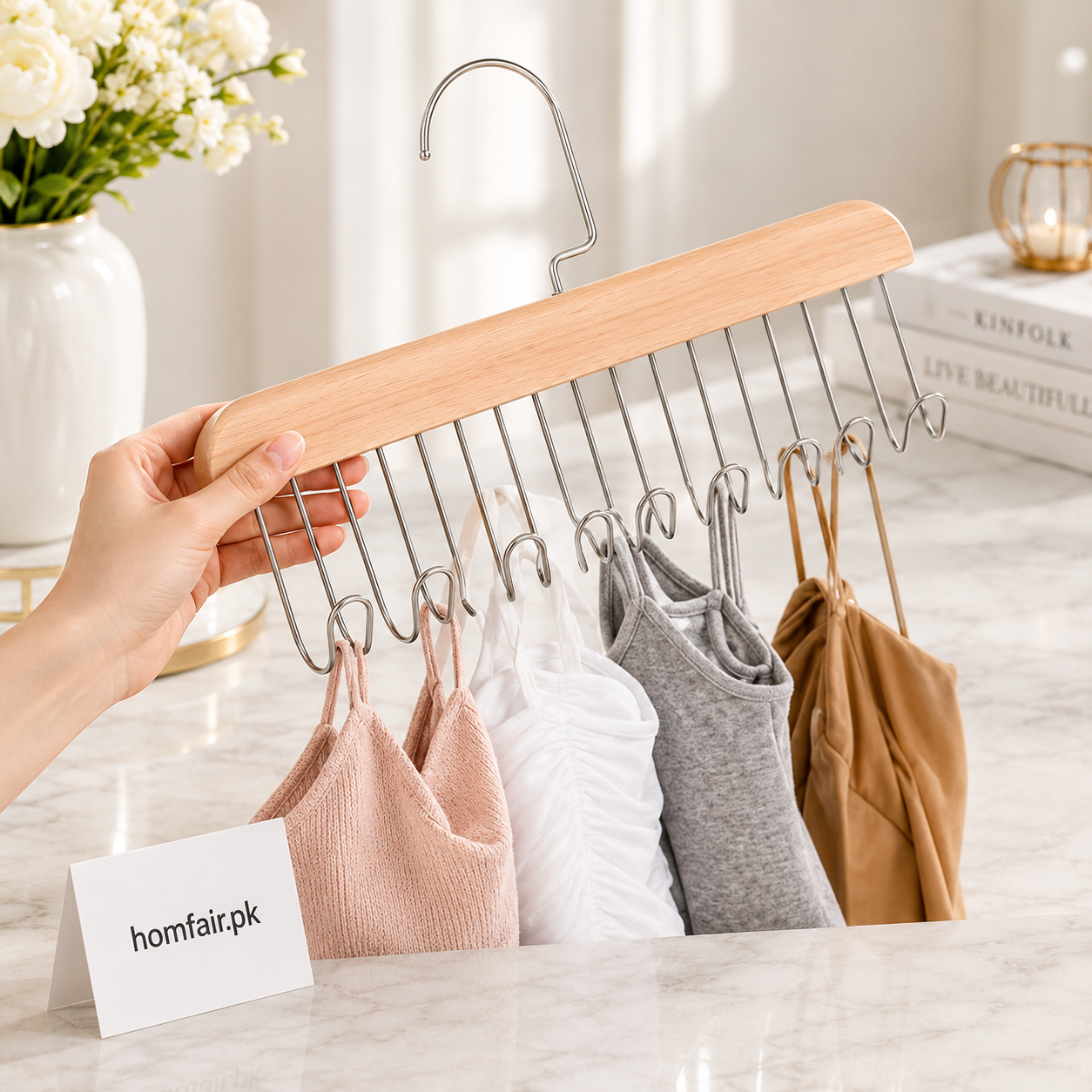 8 Hooks Wooden Hanger Space Saving Closet Organizer