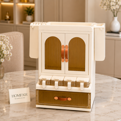 Premium Multipurpose Kitchen Storage Cabinet with Foldable Side Shelves & Storage Drawer