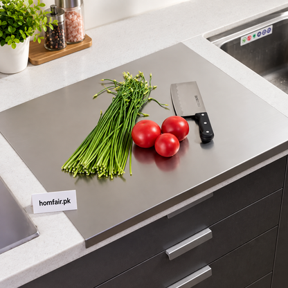 Non-Slip Stainless Steel Cutting Board for Chopping, Dough Rolling and Prep