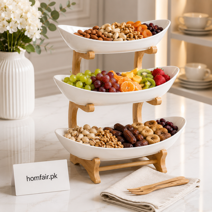 3-Tier Plastic Serving Tray Stand  Fruit, Dry Fruit & Snack Organizer
