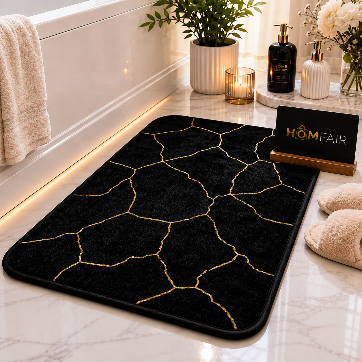 Luxury Geometric Non Slip Bath Mat