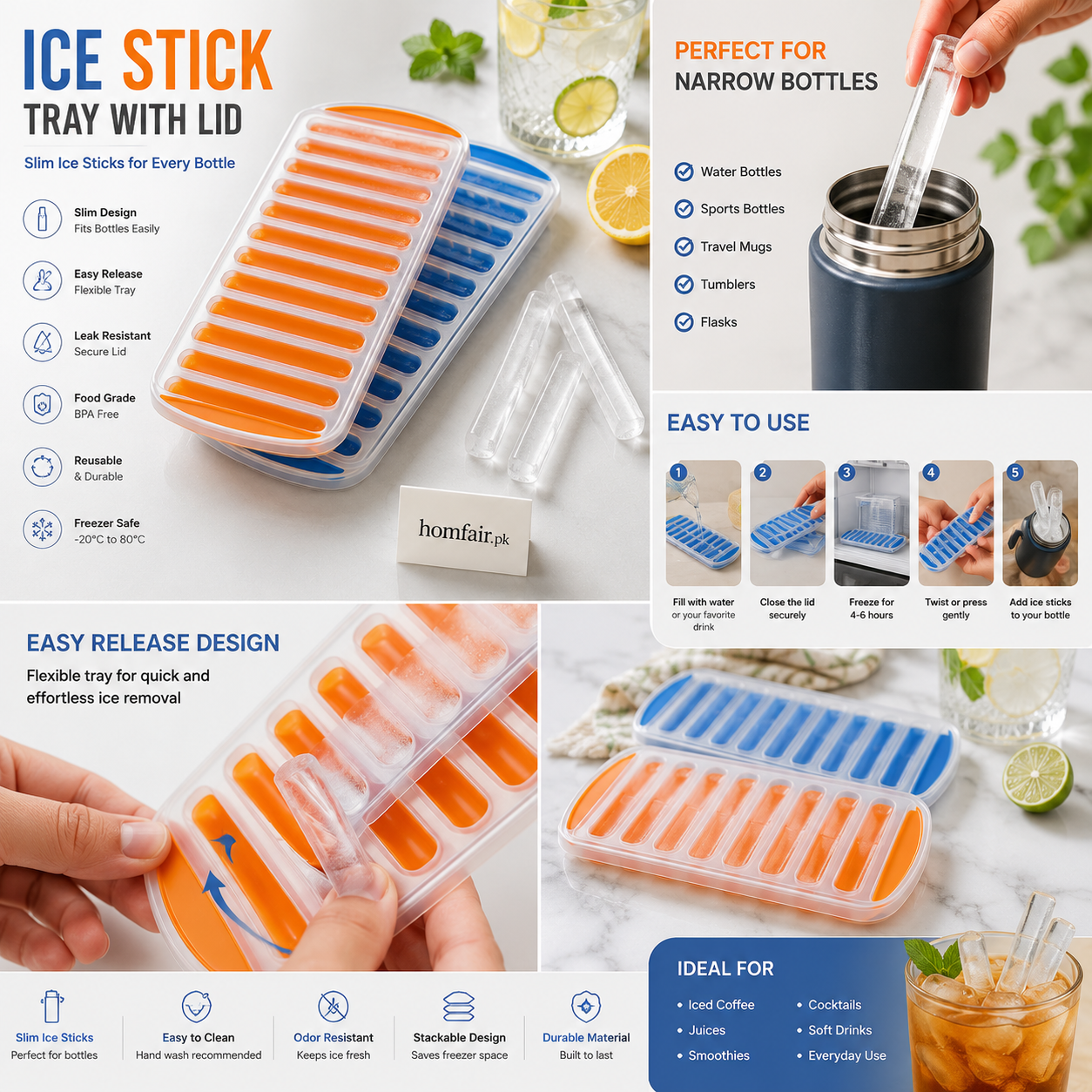Stick Ice Cube Tray with Lid – Easy Release Ice Stick Mold