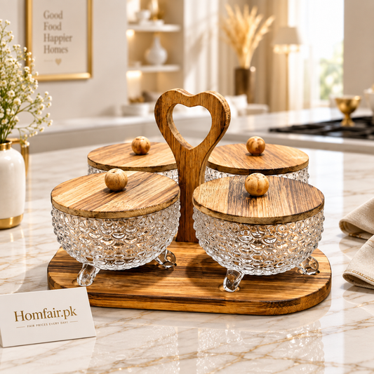 Luxury 4-Piece Glass Dry Fruit Serving Bowl Set