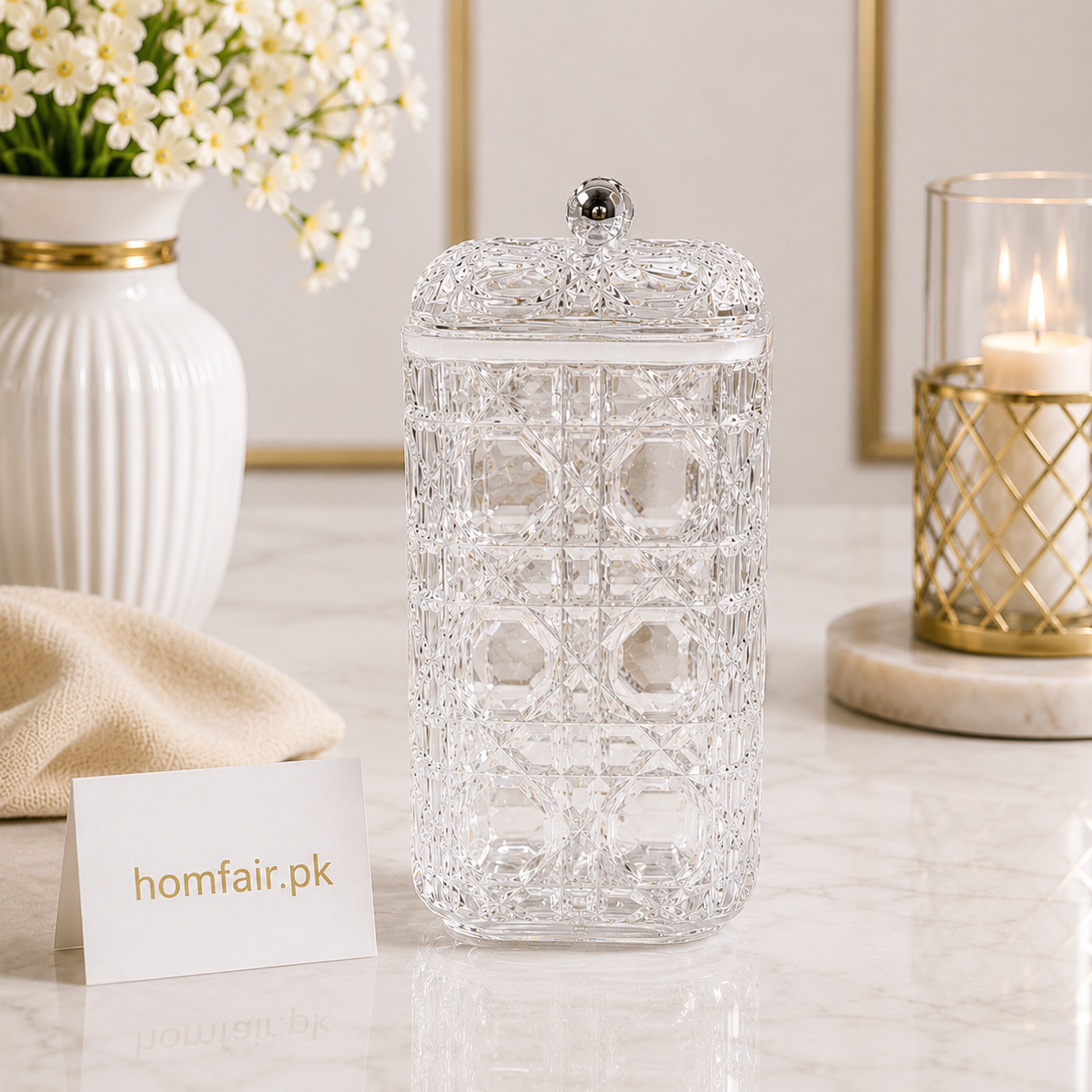 Premium Crystal Glass Storage Canister with Lid