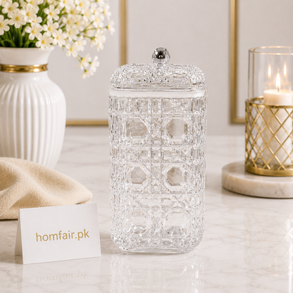 Premium Crystal Glass Storage Canister with Lid