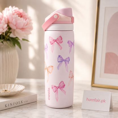 Owala Multicolor Pink Bows Water Bottle – Insulated Bottle 32oz