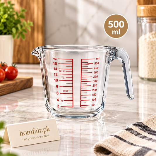 Danny Home Elegant Glass Measuring Cup 500ml – Space-Saving Kitchen & Home Organizer