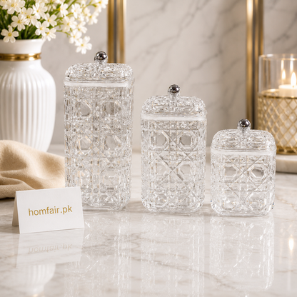 Premium Crystal Glass Storage Canister with Lid