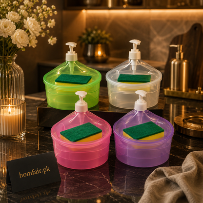 2-in-1 Liquid Soap Dispenser with Sponge Holder & Kitchen Sink Organizer