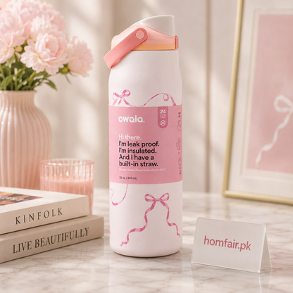 Owala Pink Bows Water Bottle – Insulated Bottle 32oz
