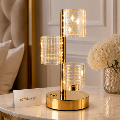 Modern Crystal LED Table Lamp Luxury Gold Bedside Light