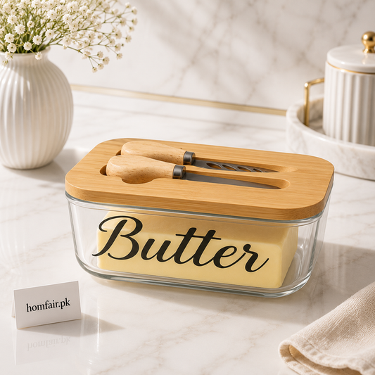 Premium Glass Butter Keeper with Knife