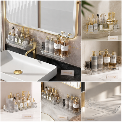 Wall Mounted Acrylic Bathroom Organizer Shelf