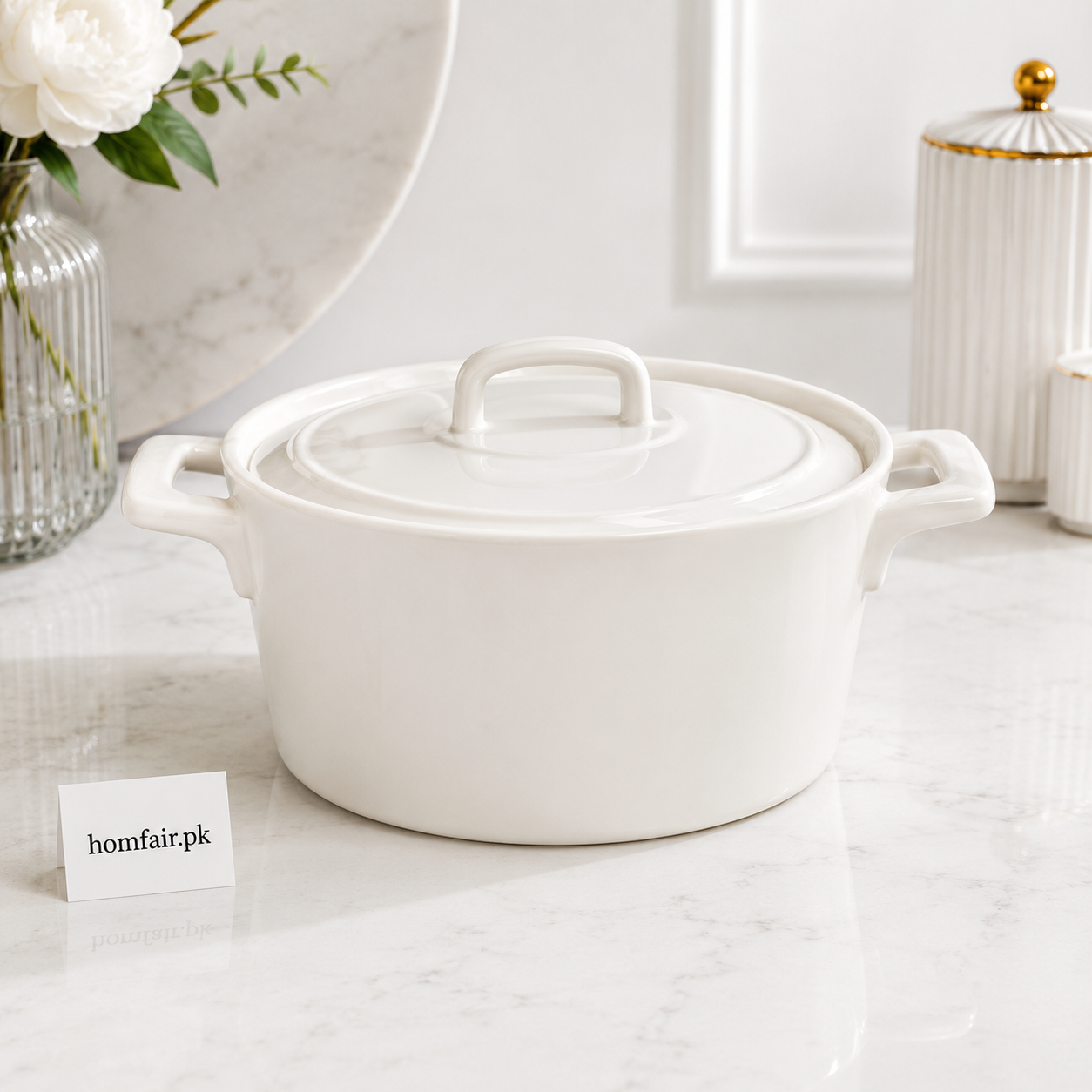 Danny Home 1.2L Porcelain Casserole with Lid