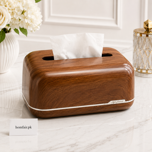 Premium Plastic Wooden Style Tissue Box Holder with Elegant Modern Design