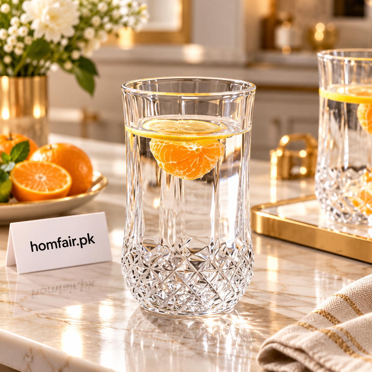 Premium Crystal Base Glass Set of 6 Pieces for Everyday Dining