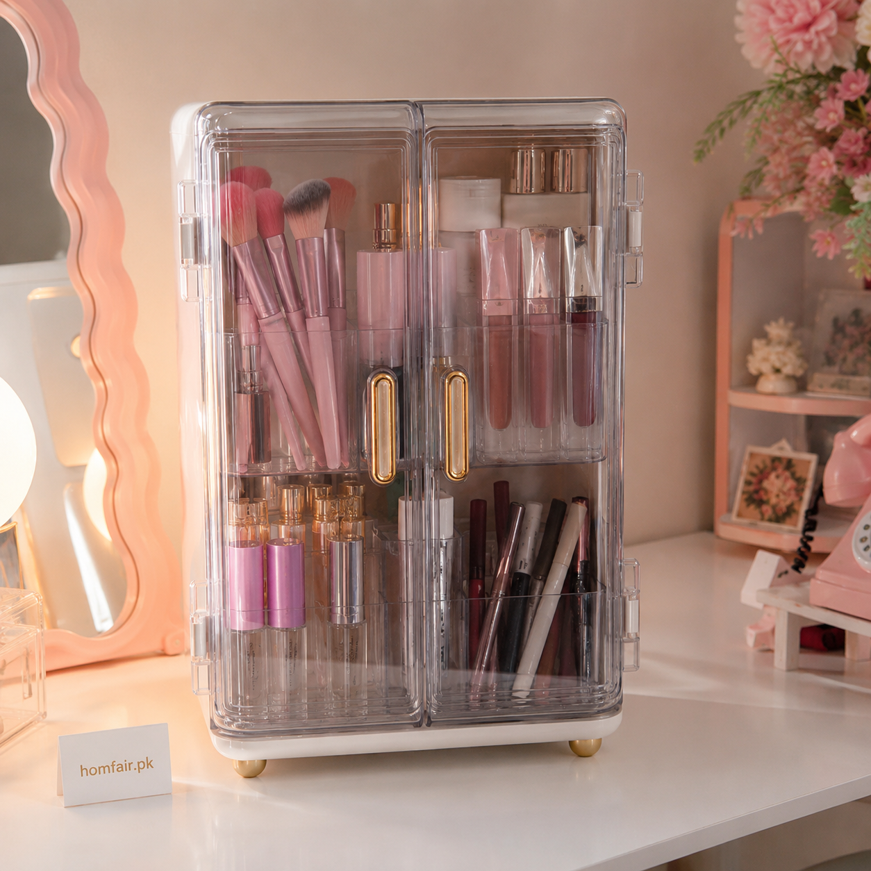 Premium Crystal Clear Makeup Organizer Cabinet