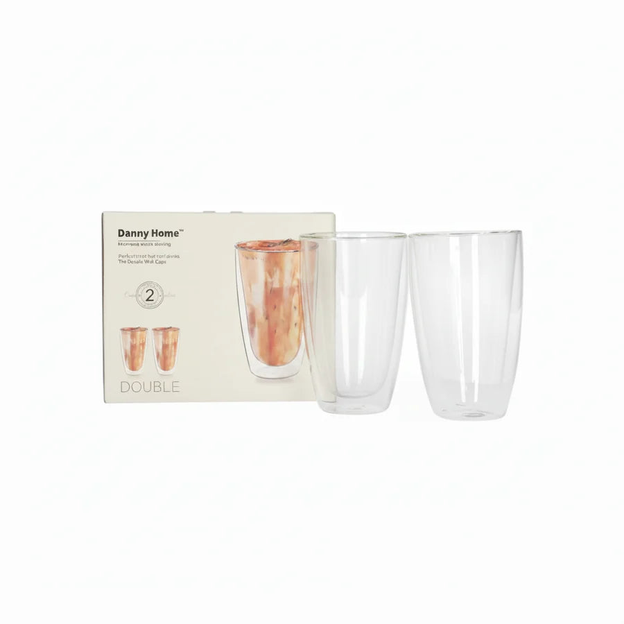 Premium Double Wall Glass Set of 2 400ml – Insulated Hot & Cold Beverage Tumblers