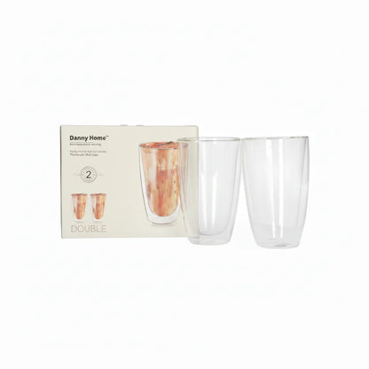 Premium Double Wall Glass Set of 2 400ml – Insulated Hot & Cold Beverage Tumblers
