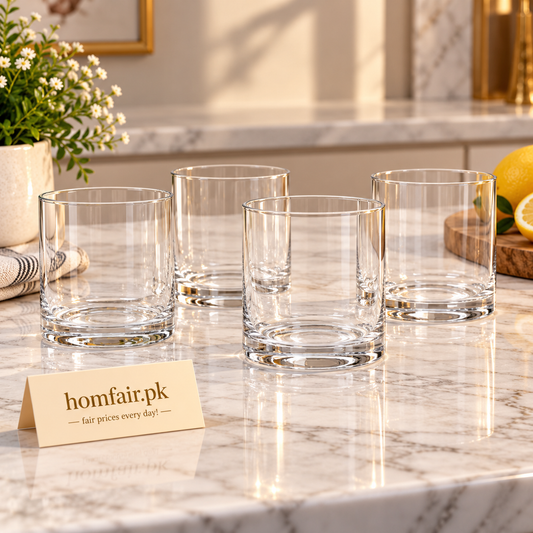 Danny Home Premium Glassware Collection – 4-Piece Drinking Glass Set, 330ml Elegant Ribbed Tableware