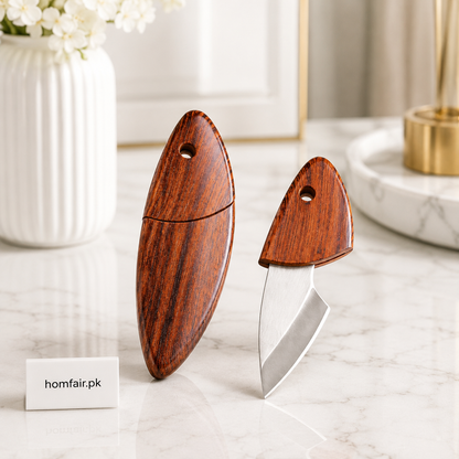 Mini Pocket Knife with Protective Wooden Sheath portable Multipurpose Cutter