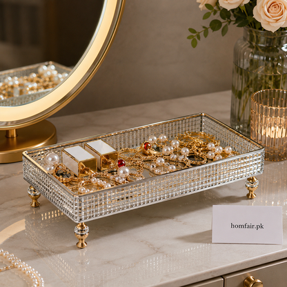 Acrylic Desktop Perfume & Cosmetic Organizer Tray with Gold Legs