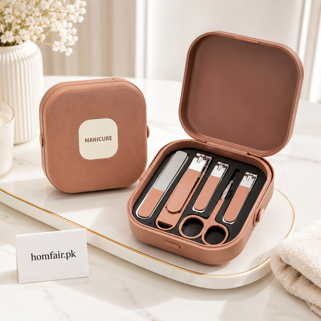 Premium Portable Manicure & Pedicure Grooming Set with Travel Case