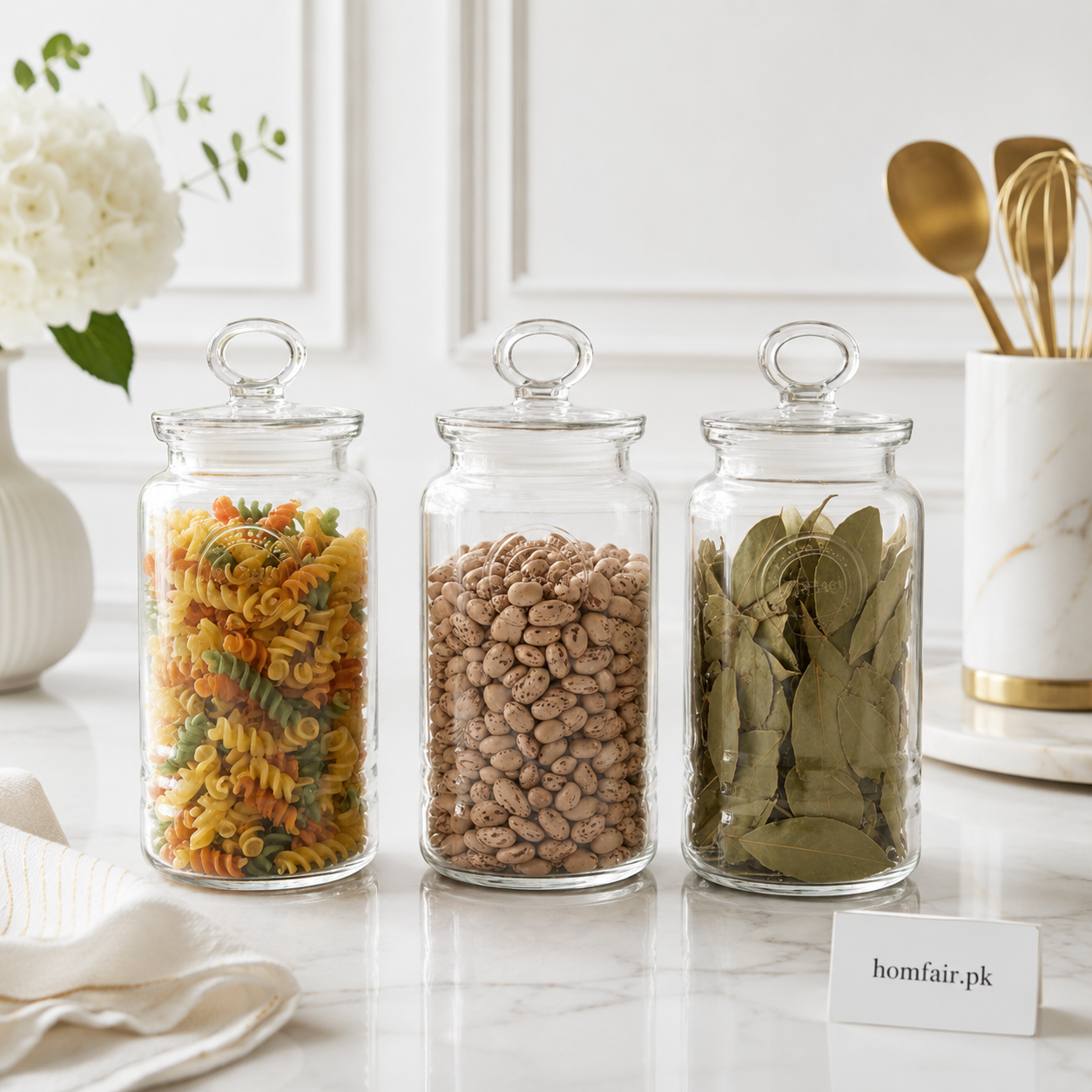 Limon 3-Pcs Rustic Design Handmade Glass Canister Set