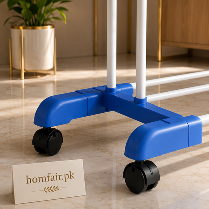 Foldable Clothes Drying Rack with 360° Wheels & Hanger Arms