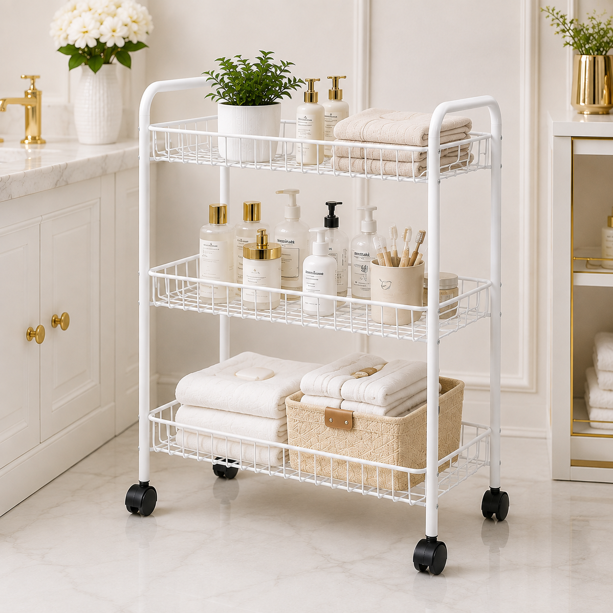 Danny Home 3-Layers Storage Trolley – 37 × 26 × 62.5 cm