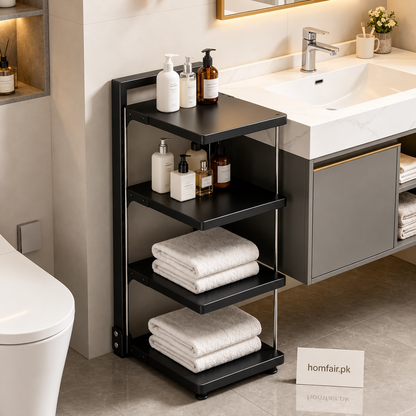 Premium Multi-Layer Bathroom Storage Rack – Space Saving Metal Organizer Shelf