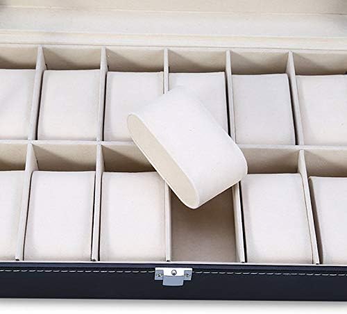 Luxury 12-Slot Watch Organizer Box with Glass Display Lid