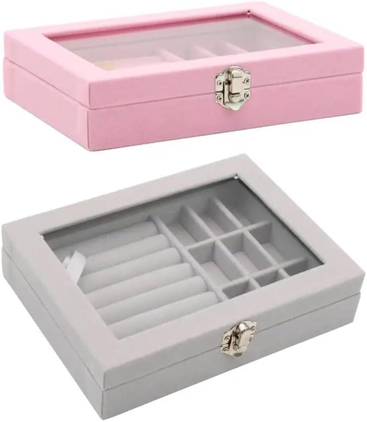 Luxury Glass Top Velvet Jewelry Organizer Box