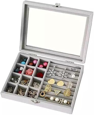 Luxury Glass Top Velvet Jewelry Organizer Box