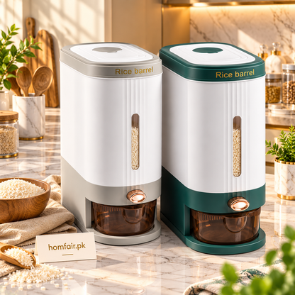 Automatic Rice Dispenser with Measuring Drawer & Visible Rice Level – Modern Kitchen Storage Container