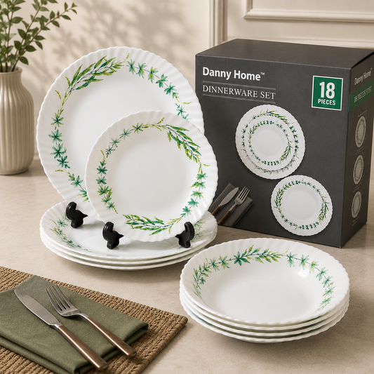 Danny Home Botanical Leaf 18-Piece Ceramic Dinner Set