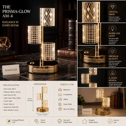 Modern Crystal LED Table Lamp Luxury Gold Bedside Light