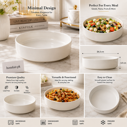 Danny Home White Ceramic Serving Bowl – 26.2 cm