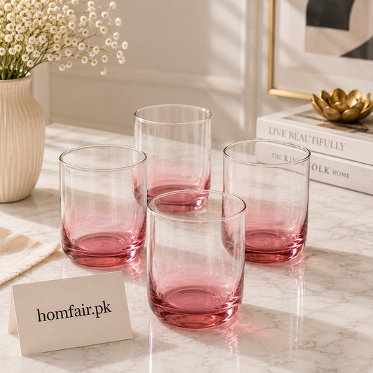 Premium Glass Drinking Set of 4 – 310ml Stylish Modern Drinkware