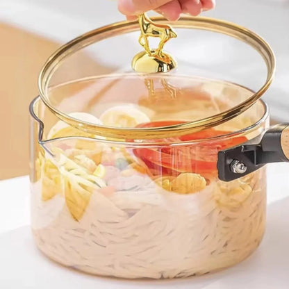 Heatproof Glass Sauce Pot Borosilicate Cooking Pot for Kitchen