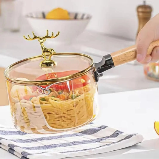 Heatproof Glass Sauce Pot Borosilicate Cooking Pot for Kitchen