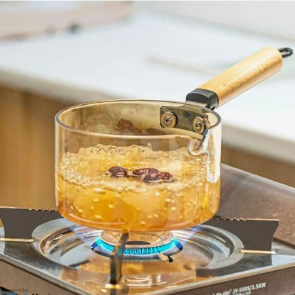 Heatproof Glass Sauce Pot Borosilicate Cooking Pot for Kitchen
