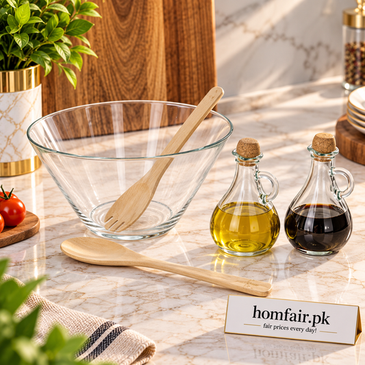 Danny Home Premium 5-Piece Salad Set – Elegant Glass Serving Collection for Dining & Entertaining