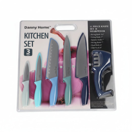 Danny Home Premium 6-Piece Stainless Steel Knife Set with Ergonomic Handles for Everyday Kitchen Preparation