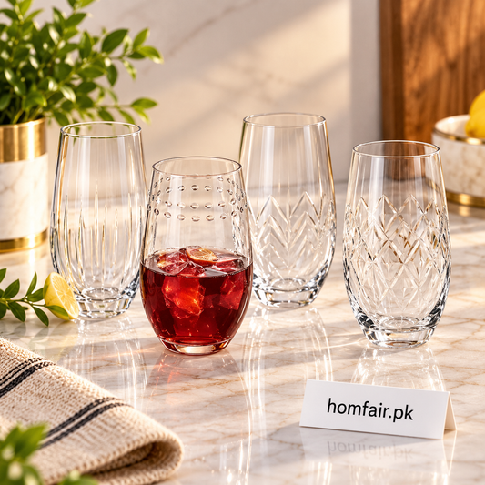 Danny Home Luxury Glassware Collection – 4-Piece Drinking Glass Set, 550ml Premium Beverage Tableware